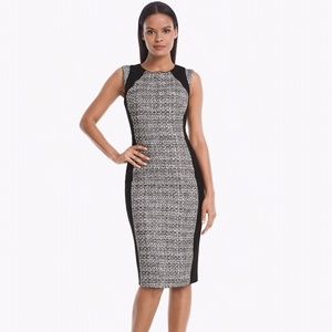 Body Perfecting Tweed w/ Ponte Inset Sheath Dress